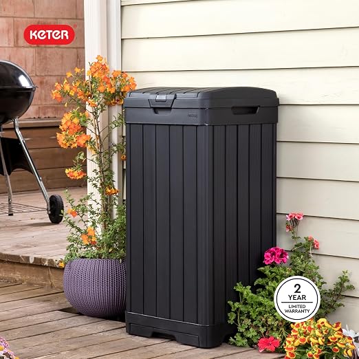 Keter Baltimore Resin 38 Gallon Outdoor Kitchen Trash Can - Image 11