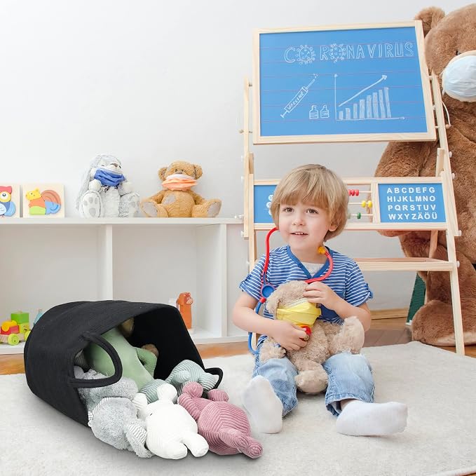 Black Cotton Rope Laundry Basket Hamper - Image 7