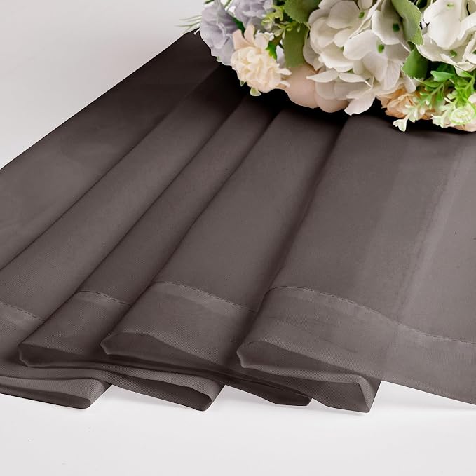 Chyhomenyc Chocolate Brown Sheer Curtains 45 Inch Long 2 Panels, Light - Image 6