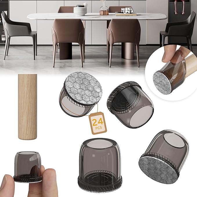 24PCS Extra Small Chair Leg Floor Protectors, Furniture Sliders, Chair Leg by Indemo