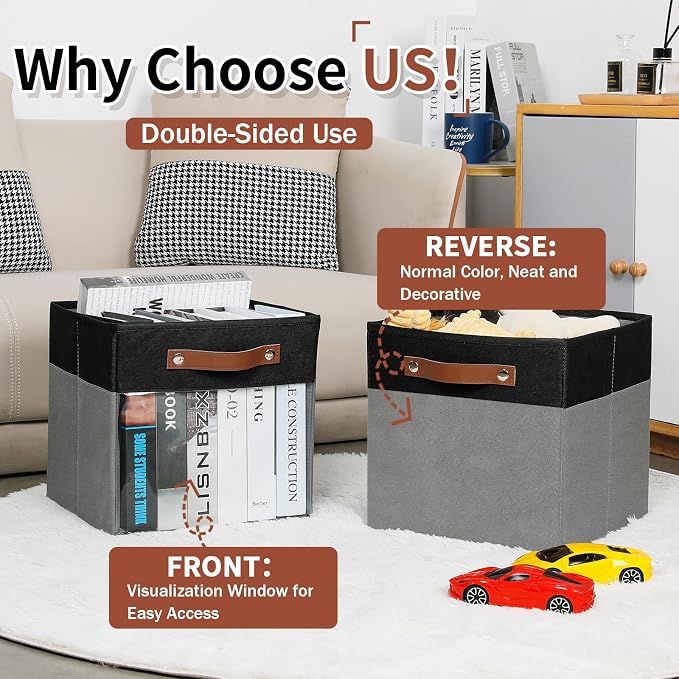 HNZIGE Cube Storage Bins 11 x 11, Fabric Cubes Storage Bins 11x11 Clear Storage - Image 5