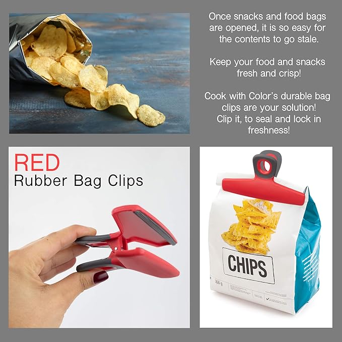 COOK WITH COLOR Wide Heavy Duty Chip Clips, Large Bag Clips - Image 6
