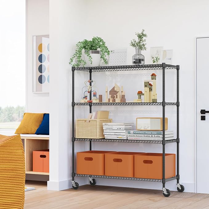 4 Tiers Storage Shelves Load 1400LBS, Metal Shelving Wire Metal Shelving Unit - Image 6