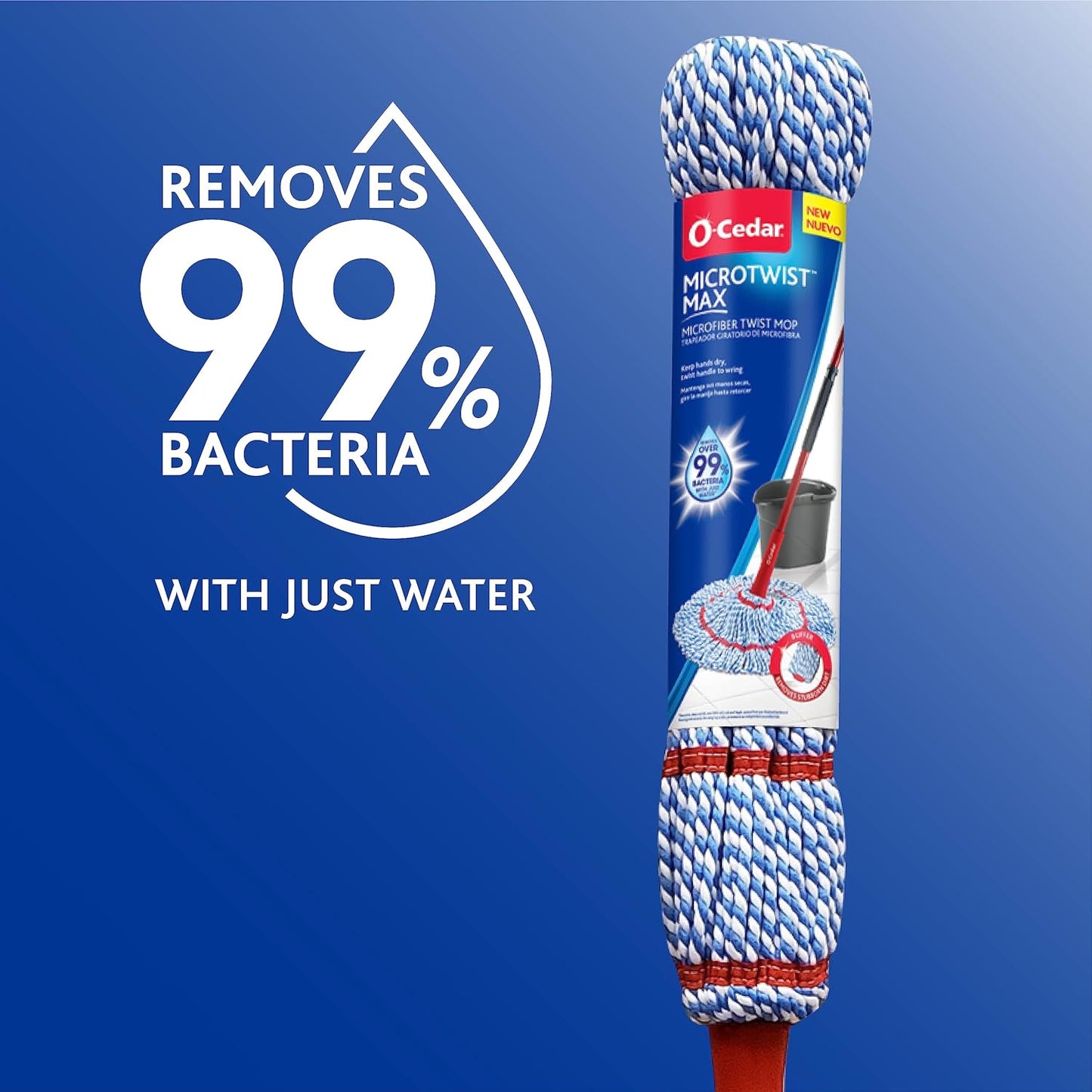 O-Cedar MicroTwist MAX Microfiber Twist Mop with 1 Extra Refill | Features Hands-Free Wringing | Extra Large 18-Inch Mop Head | Safe on All Floor Types