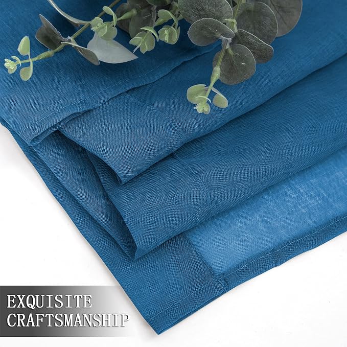 Tollpiz Sheer Tier Curtains Kitchen Linen Textured Half Curtain Sheers Light - Image 7