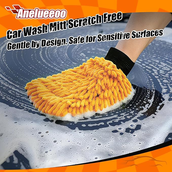 4 Pack Car Wash Mitt Microfiber, Premium Chenille Microfiber Wash Car Mitts - Image 4