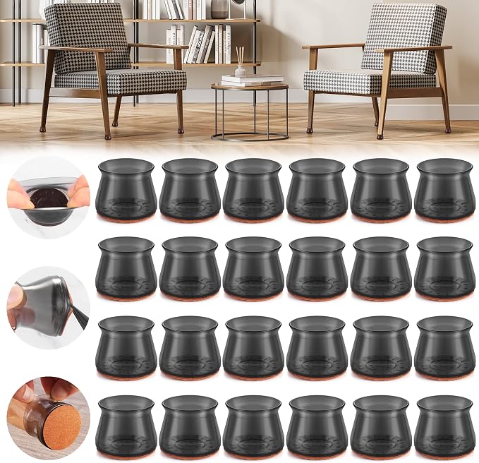 24PCS Upgraded Silicone Chair Leg Floor Protectors by Violibar