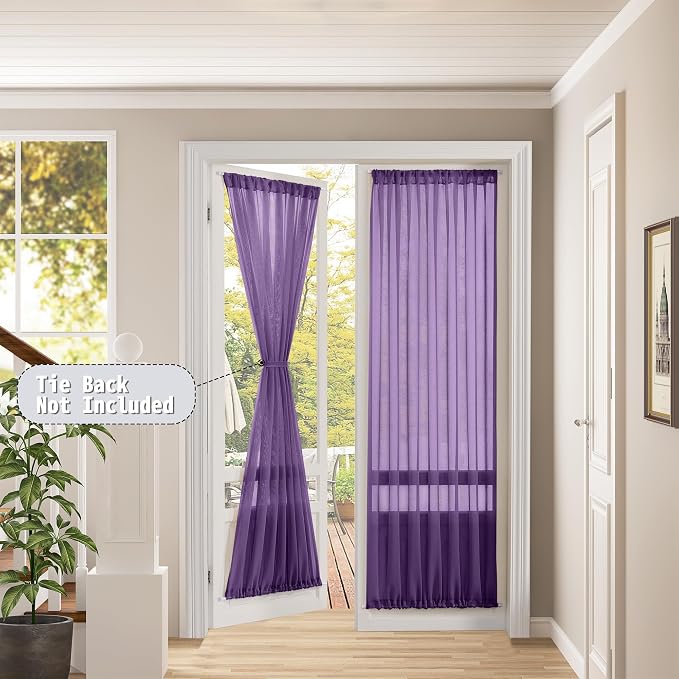 Tollpiz Sheer Door Curtain Closet Linen Textured Curtains Sheer Doorway Light - Image 2