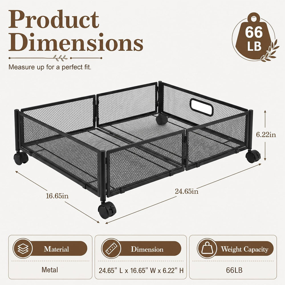VECELO Under Bed Storage Containers with Wheels, Foldable Shoe Organizer Draw...