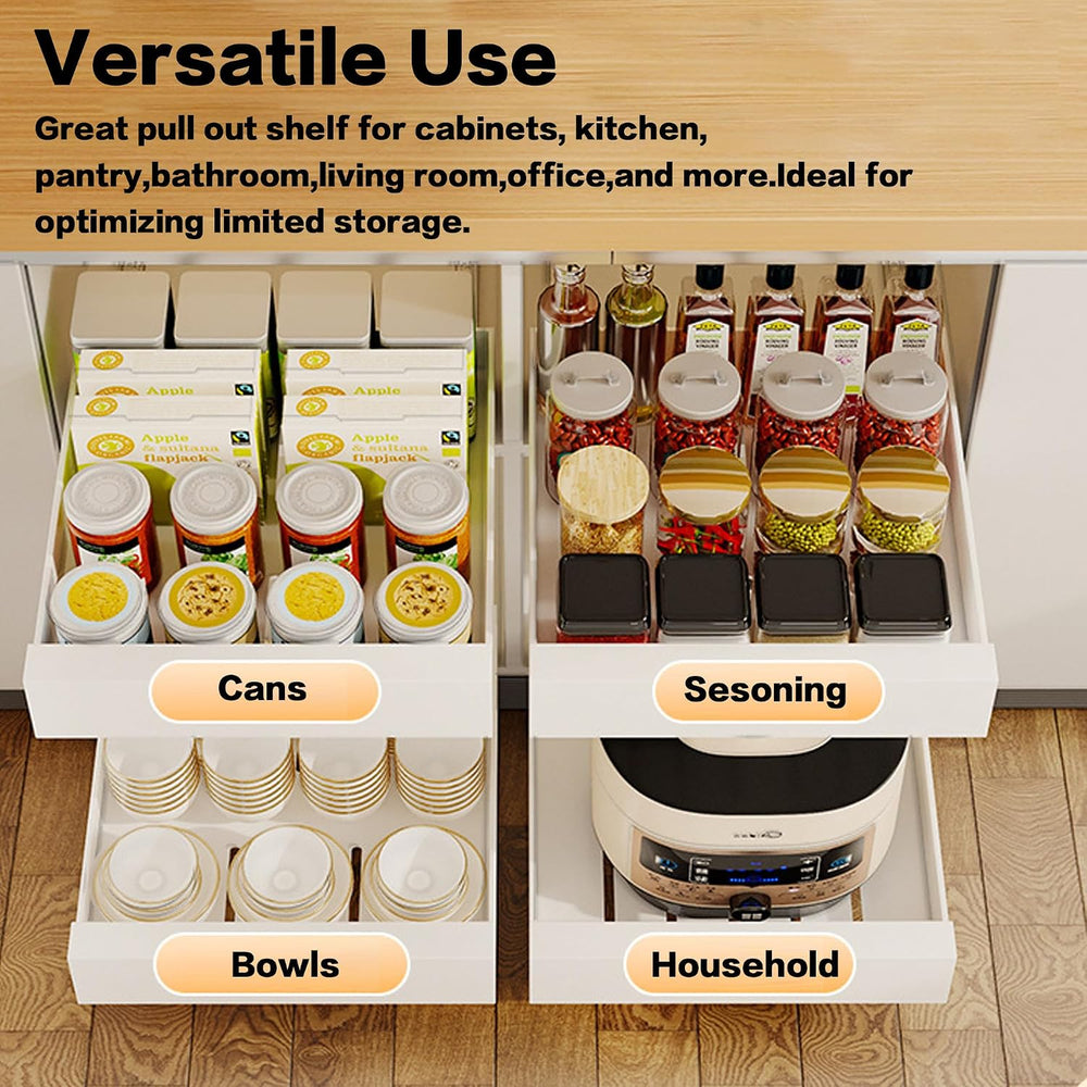 2 Pack Pull Out Cabinet Organizer Adhesive, 12" Wide,16.9" Deep Hea...