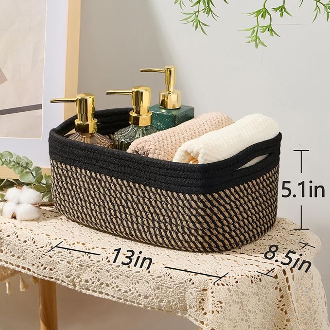 Small Storage Baskets for Organizing | Closet Organizer Bins | Shelf Toy Basket - Image 3