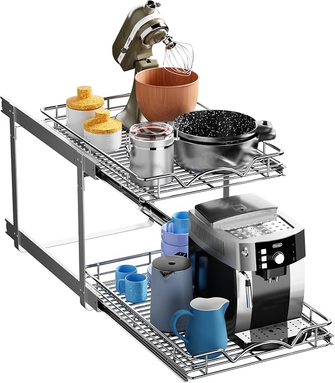 HOLDN’ STORAGE Two Tier Pull Out Cabinet Organizer, Individual Sliding Drawers by HOLDN%E2%80%99STORAGE