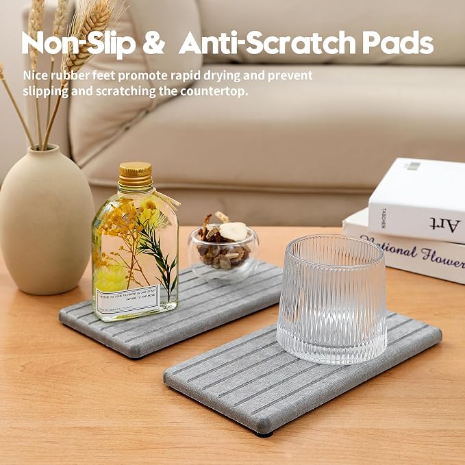 2PCS Instant Dry Diatomite Stone Counter Makeup Tray Organizer, Fast Drying - Image 4