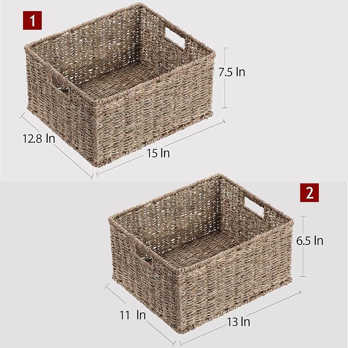 HOONEX Large Wicker Baskets for Storage, Seagrass Baskets - Image 4