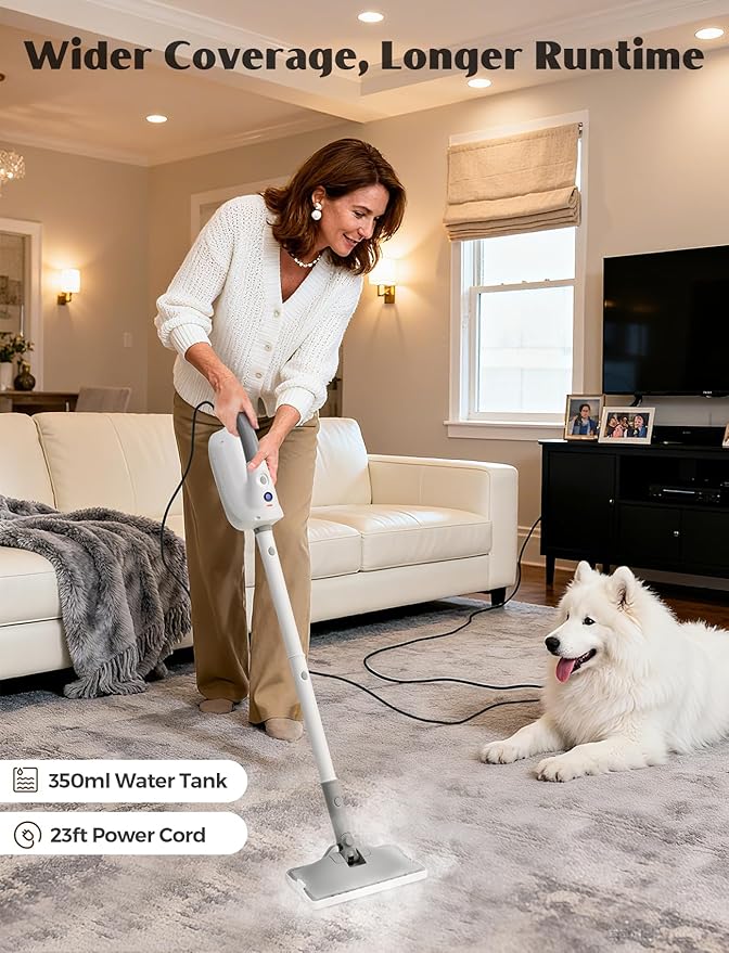 10-in-1 Steam Mop with Detachable Handheld Steamer, 10s Heat-Up, 2-Level Control - Image 4