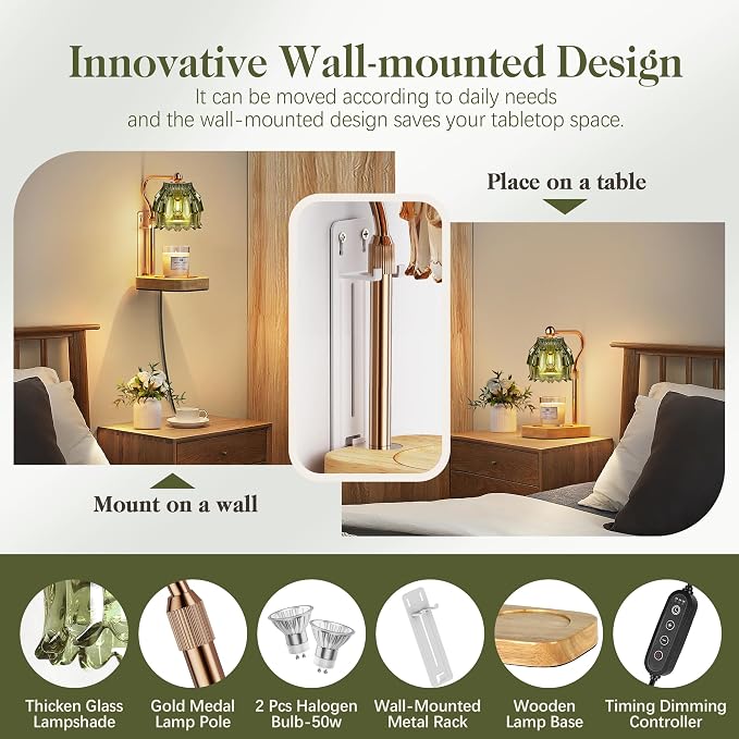 Candle Warmer Lamp with Timer Dimmer, Modern Wax Warmer - Image 4