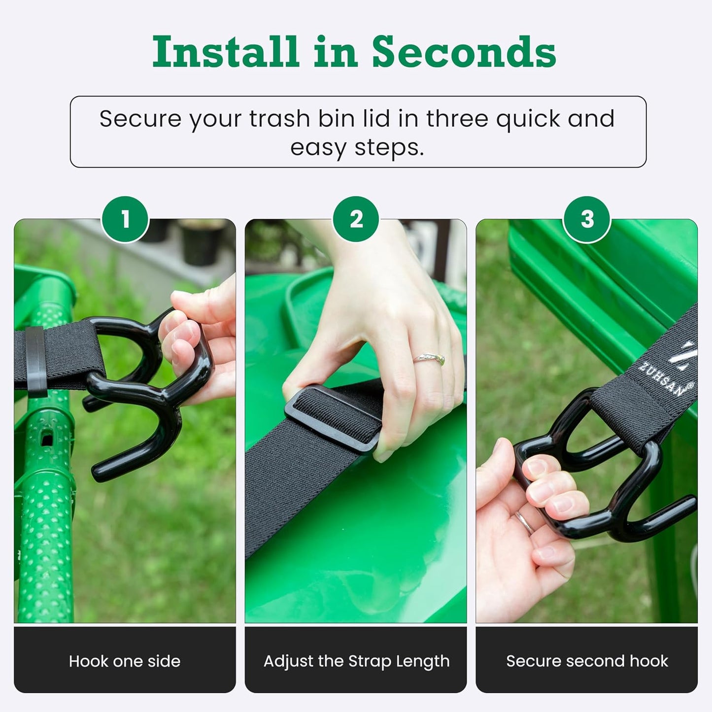 Heavy Duty Trash Can Lock Strap – Animal Proof Garbage Can Lid Lock for Bears & Raccoons, No Drill Outdoor Trash Can Lock, Bear Proof Trash Can Strap & Garbage Can Locks for Animals, Adjustable