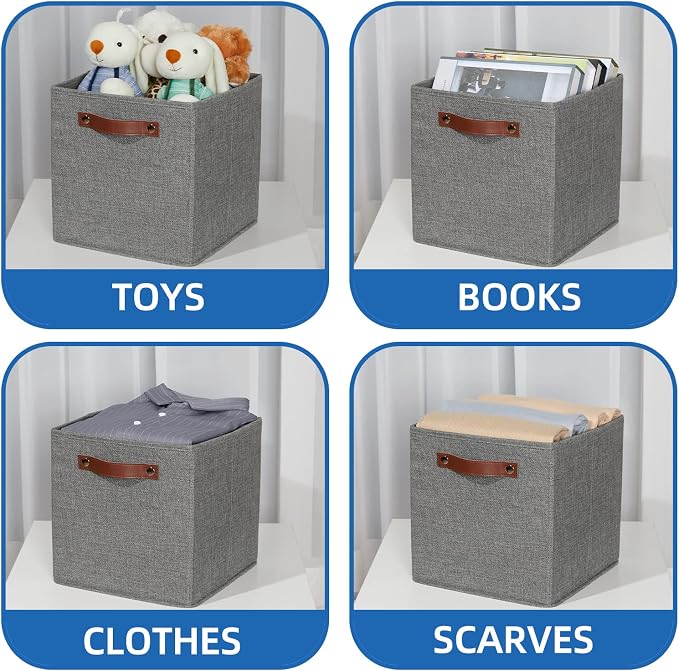 Temary 11 Inch Cube Storage Bins 4PCs Fabric Storage Cubes Storage Baskets - Image 4