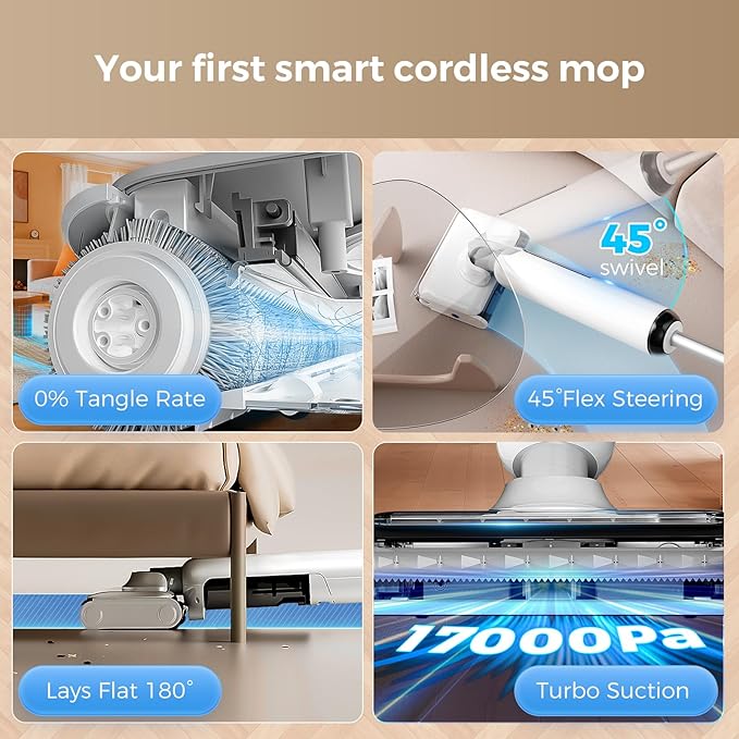 Wet Dry Vacuum Cleaner, 180°Lie-Flat Vacuum Mop All in One - Image 4
