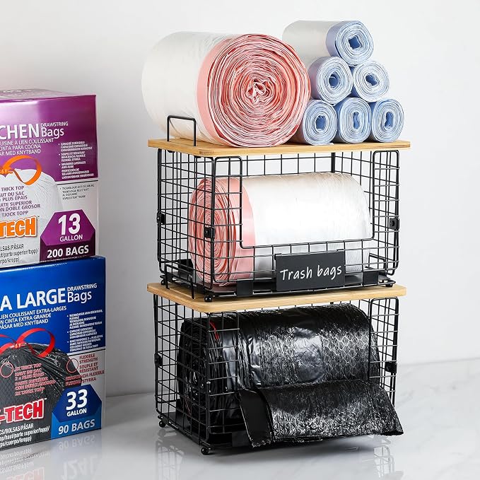 1 Pack Stackable Storage Trash Bag Baskets - Image 4
