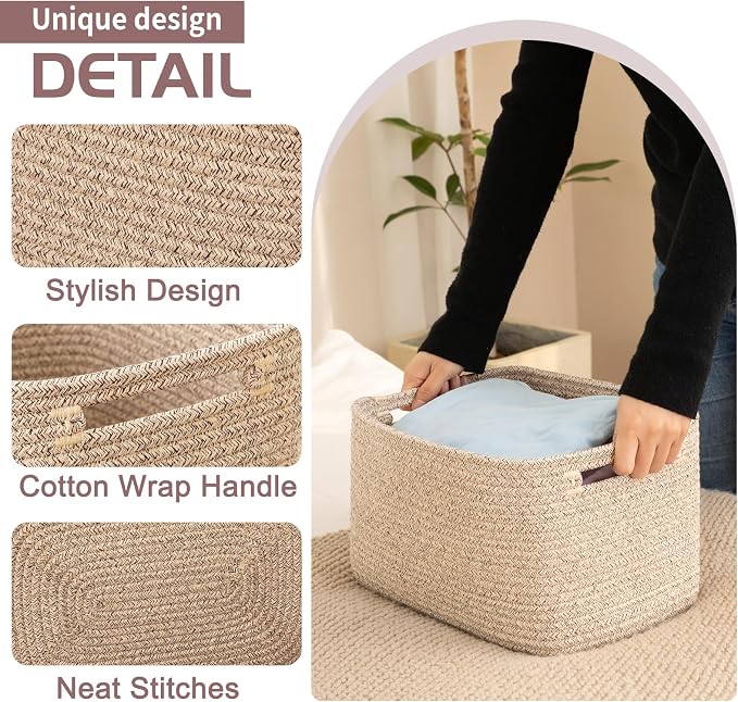 OIAHOMY 4 Pack Storage Baskets for Organizing, Cube Storage Bins for Shelves - Image 3