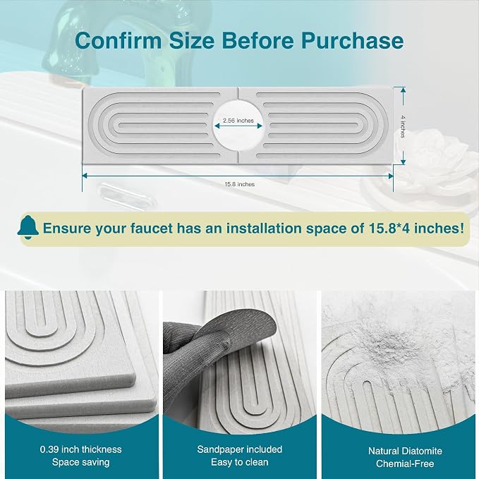Bar Soap Holder, Diatomite Quick Drying Tray, Kitchen Drying Mat, Faucet Splash - Image 5