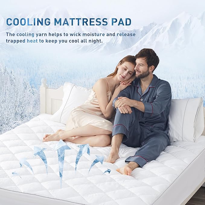 Sunflower Cooling Quilted California King Mattress Protector, Mattress Pad Cal - Image 3