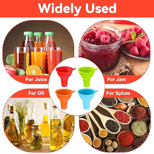 4Pcs Funnels for Kitchen Use Filling Bottles Silicone Funnel Wide Mouth Funnel - Image 7
