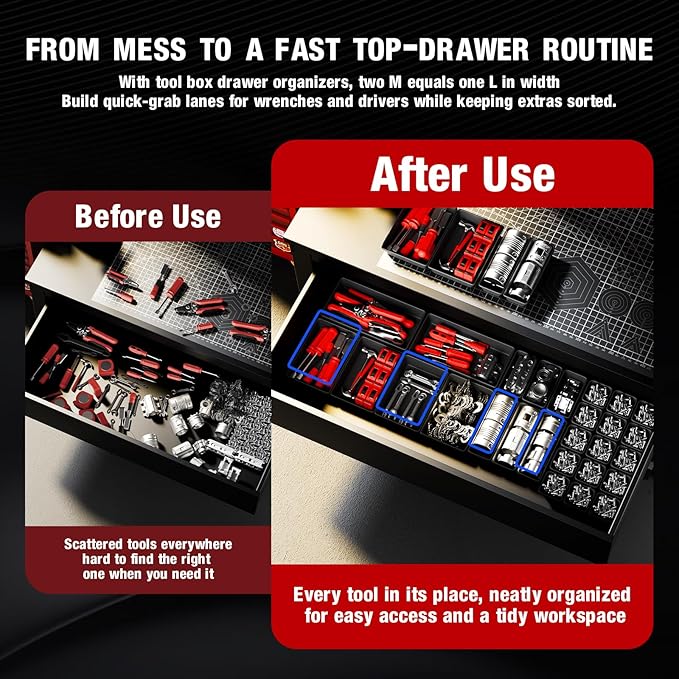 10 PCS Tool Box Drawer Organizers, Large & Medium Tool Trays - Image 6