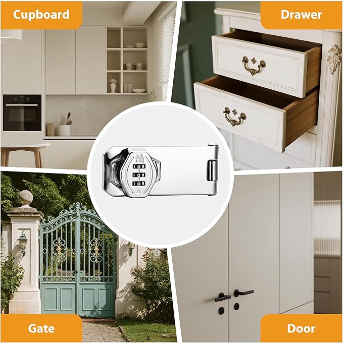 Cozy Tower 4 inch 180 Degrees Hasp Combination Lock - Image 6
