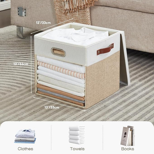 Fabric Storage Cubes with Clear Windows and Lids, Decorative Storage Boxes - Image 2