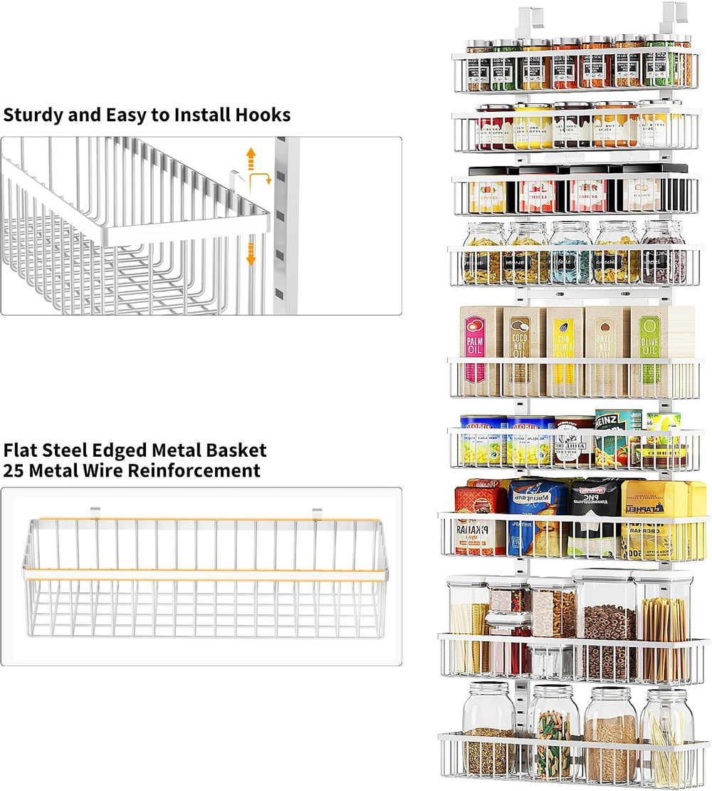 Moforoco 9-Tier White Over The Door Pantry Organizer, Pantry Organization and...