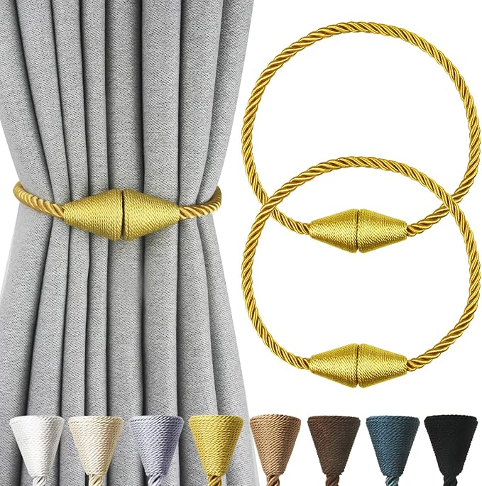 2 Pack Magnetic Curtain Tiebacks Rope Modern Handmade Curtain Tie Backs by CurtianTiebacks