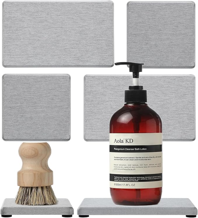 4PCS Bathroom Sink Vanity Trays, Diatomaceous Earth Quick Stone Drying Mat by Razborci