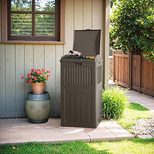 Flamaker 30 Gallon Trash Can, Resin Outdoor Garbage Can - Image 6