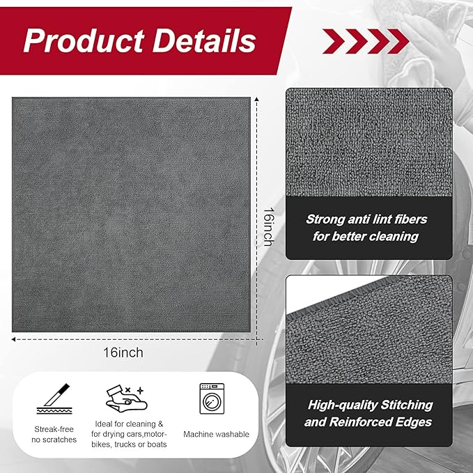 16 Pcs Microfiber Cleaning Cloth 16x16 Inch Microfiber Towels - Image 2