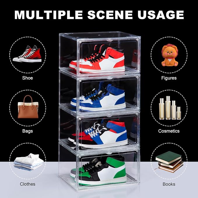 NYZE 3 Pack Acrylic Shoe Boxes Side Open, Shoe Storage Organizer - Image 4