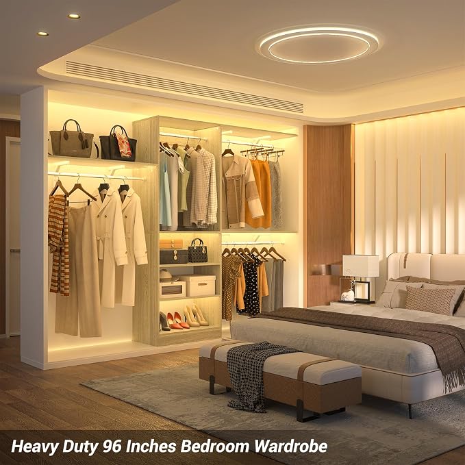 8FT Closet System with Shelves, Wall Mount Bedroom Wardrobe Walk-in Closet - Image 2