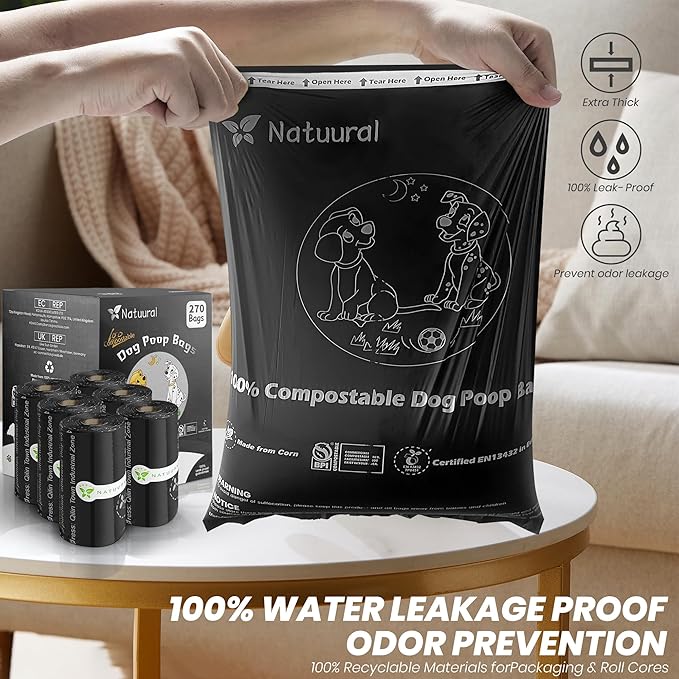 Certified Compostable Dog Poop Bags-270 Bags 18Rolls, Poop Bags - Image 5
