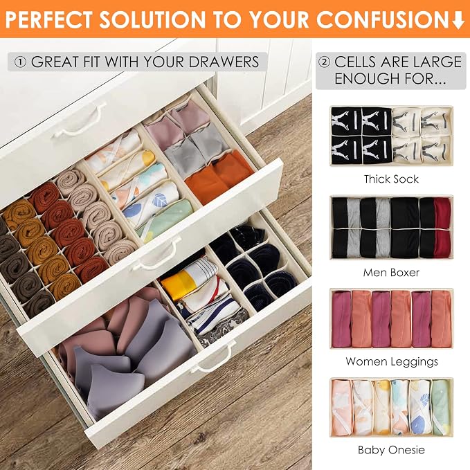 12 Pack Baby Clothes Organizer for Nursery, 116 Cells Fabric Foldable Dresser - Image 3