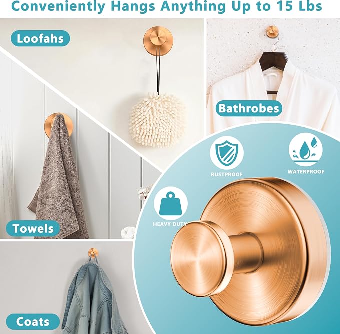 Suction Cup Hooks for Shower, Wreath Hanger for Front Door, Removable No Drill - Image 2