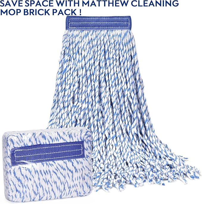 Matthew Cleaning Looped-Open Cotton Wet Mop 1.25'' Universal Headband Heavy - Image 5