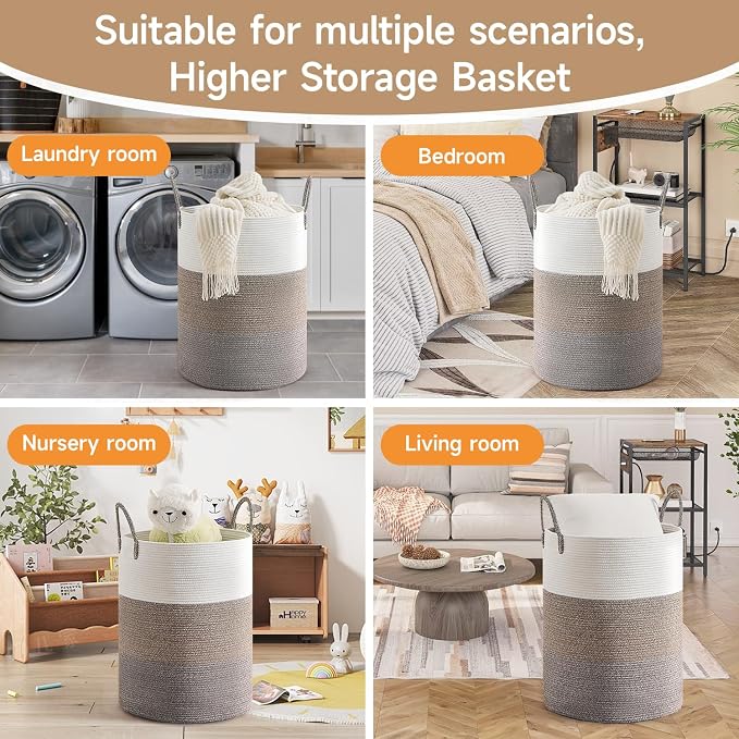 CLHMILY&Z 100L Laundry Basket Round Storage Rope Basket - Image 5