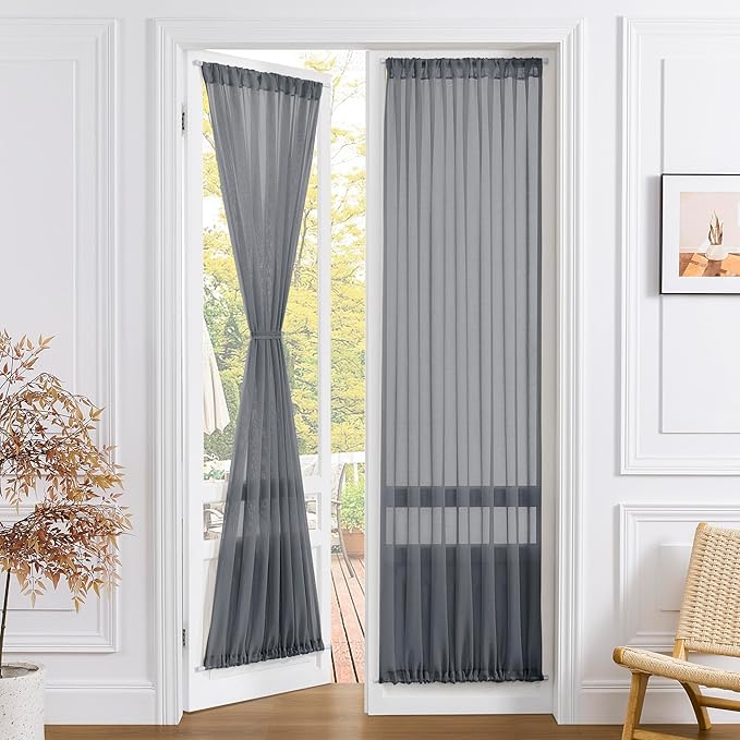Tollpiz Sheer Door Curtain Closet Linen Textured Curtains Sheer Doorway Light by Tollpiz
