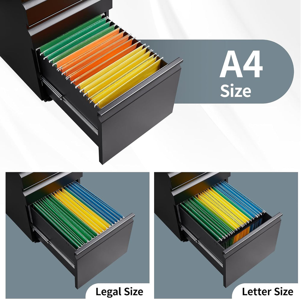 Approgreent 3 Drawer File Cabinet for Home Office, Under Desk Mobile Filing C...