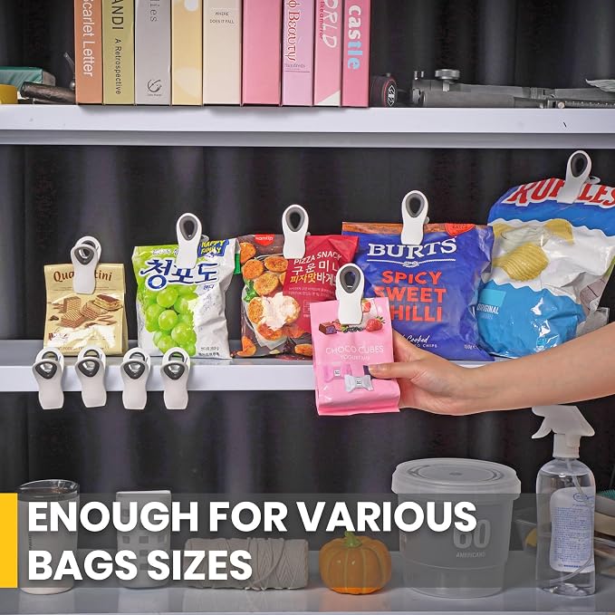 10 Pack Magnetic Chip Clips, Bag Clips, Food Clip, Plastic White Snack Clip - Image 6