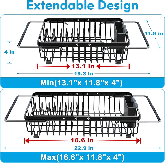 JASIWAY in Sink Dish Drying Rack, Expandable Stainless Steel Dish Drainers - Image 2