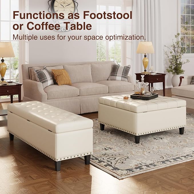 Storage Ottoman Bench, 51-Inch Large Storage Bench - Image 4