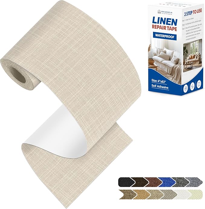 KING MOUNTAIN Linen Repair Patches, Self-Adhesive Linen Fabric Patches by ForABetterHomeLife