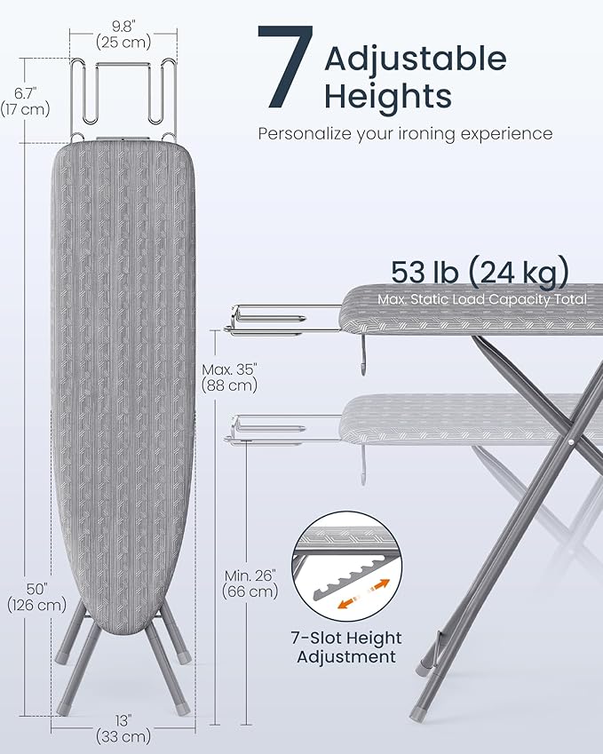 SONGMICS Ironing Board, Foldable Iron Board, Height Adjustable up to 35 Inches - Image 4